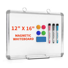 Load image into Gallery viewer, Small Dry Erase White Board 16" x 12" Magnetic Hanging White Board for Wall Portable Mini Whiteboard for Kids, Students &amp; Teachers
