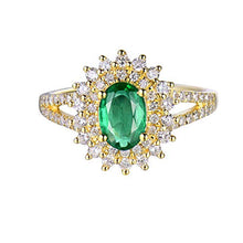 Load image into Gallery viewer, Beyond jewelry Genuine Emerald Diamond Ring 14K Yellow Gold Statement Rings for Women
