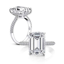 Load image into Gallery viewer, AINUOSHI 6 Carats Emerald Cut Cubic Zirconia CZ Rhodium Plated/Rose Gold Sterling Silver Simulated Diamond Wedding Engagement Ring

