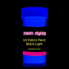Load image into Gallery viewer, Fabric &amp; Textile UV Paint Set | Set of 8 Neon Black Light Glow Paints | Fluorescent Clothing Colors | Glowing Fabric Paints
