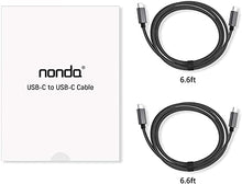 Load image into Gallery viewer, nonda USB C to USB C Cable, [2-Pack, 6.6ft] USB C Charging Cable 60W, Nylon Braided USB C Charger Cord Compatible with MacBook Pro 2020, iPad Pro, Galaxy S20, Switch, Pixel, LG and Other USB C Charger
