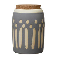 Load image into Gallery viewer, Creative Co-Op Debossed Stoneware Pattern &amp; Cork Lid, Grey Canister
