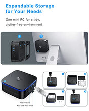 Load image into Gallery viewer, Mini PC, Quad Core Ιntel Celeron J3455 Mini Desktop Computer Windows 10 Pro(64-bit), 4GB DDR3/64GB eMMC Small Computer 4K Support 2.5" SSD/mSATA SSD/2.4G+5G Dual WiFi for Home Business Education
