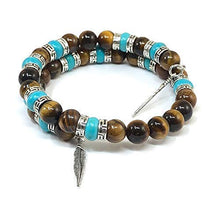 Load image into Gallery viewer, Tiger Eye Turquoise Southwestern Bangle Bracelet for Men &amp; Women
