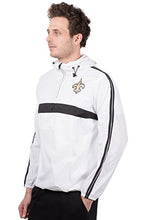 Load image into Gallery viewer, Ultra Game NFL New Orleans Saints Mens Quarter Zip Pullover Hoodie Packable Windbreaker Jacket, White, Small
