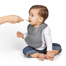 Load image into Gallery viewer, OXO Tot Waterproof Silicone Roll Up Bib with Comfort-Fit Fabric Neck, Gray
