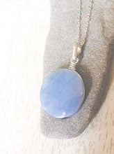 Load image into Gallery viewer, Celestite Silver pendant, natural Celestite pendant, Round bluestone, Stone and silver, Throat chakra, Celestite jewelry, Celestite pendant
