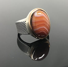 Load image into Gallery viewer, KAR 925K STERLING SILVER NATURAL VEINY AGATE (Aqeeq) MEN'S RING USA SELLER K32F (8)
