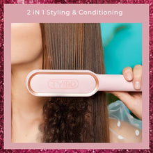 Load image into Gallery viewer, TYMO Ring Pink Hair Straightener Brush – Hair Straightening Iron with Built-in Comb, 20s Fast Heating &amp; 5 Temp Settings &amp; Anti-Scald, Perfect for Professional Salon at Home
