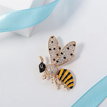 Load image into Gallery viewer, Szxc Women's Bumble Bee Pin Brooch + Pendant 2 in 1 - 1 2/5 Inch - Crystal Cubic-Zirconia Enamel Bee Collection Accessories (Gold)
