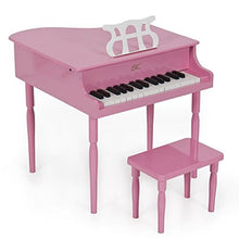 Load image into Gallery viewer, Best Choice Products Kids Classic Wooden 30-Key Mini Grand Piano Musical Instrument Toy w/ Piano Lid, Bench, Foldable Music Rack, Song Book, Note Stickers, Enamel Finish - Pink
