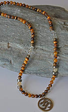 Load image into Gallery viewer, Abundance and Money, Men Citrine Tiger's Eye Prosperity Necklace, Genuine Gemstone Mens Necklace, Pyrite Necklace, Yoga necklace
