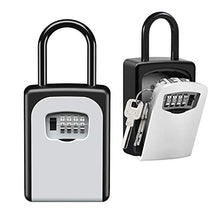 Load image into Gallery viewer, Key Lock Box Wall Mounted, Portable Lock Box for House Key, 5 Key Capacity, Weatherproof Resettable Code House Key Safe Security Lock Box for Indoor, Outdoor, Garage, Garden, Store (1 Pack)

