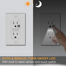 Load image into Gallery viewer, SOZULAMP Electrical Receptacle Outlet with Night Lights-Easy to Install,Decorator Tamper Resistant(TR) Wall Outlets,Nightlight with Touch Control,Outlet Covers Included (Glossy White,2 Pack)

