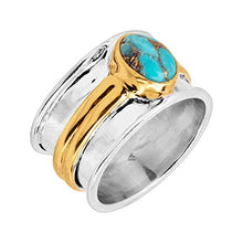 Load image into Gallery viewer, Silpada 'Baikal' Compressed Copper Turquoise Ring in Sterling Silver &amp; Gold Plate
