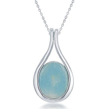 Load image into Gallery viewer, Sterling Silver Oval Natural Larimar Pendant with 18" Chain
