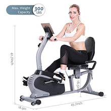 Load image into Gallery viewer, Maxkare Magnetic Recumbent Exercise Bike Indoor Stationary Bike with Adjustable Cushion Seat and Resistance,Pluse Monitor,Transport Wheels and Tablet Holder for Home Use
