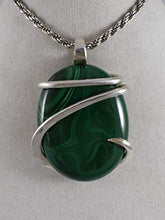 Load image into Gallery viewer, Bellas PEndants Malachite Stone Pendant Hand Wrapped in Silver by Isabella Roth

