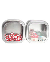 Load image into Gallery viewer, Empty 8-Ounce Capacity Square Silver Metal Tins with Clear Window for Candle Making, Candies, Gifts &amp; Treasures (6 Pack)
