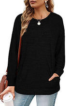 Load image into Gallery viewer, Black Sweaters for Women Long Sleeve Sweatshirts Loose Fitting Tops Winter M
