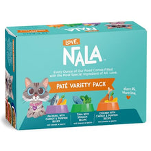 Load image into Gallery viewer, LOVE, NALA - Natural Adult Cat Wet Food - Pate Variety Pack - Tuna, Chicken, Mackerel - Grain Free, Non-GMO, Fiber Blend, Minerals, Vitamins - 12 Pack 2.4 lbs.
