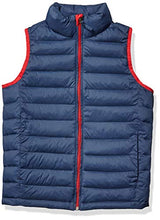 Load image into Gallery viewer, Amazon Essentials Kids Boys Light-Weight Water-Resistant Packable Puffer Vests, Navy/Red, Medium
