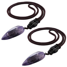 Load image into Gallery viewer, SUNYIK Amethyst Pendant Necklace for Couple Lovers, Healing Crystal Point Necklaces 14"-15" Strand, Pack of 2
