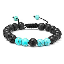 Load image into Gallery viewer, M MOOHAM Lava Rock Bracelet - 8mm Lava Rock Bead Blue Turquoise Anxiety Bracelet, Men Women Stress Relief Yoga Beads Aromatherapy Essential Oil Diffuser Healing Bracelets
