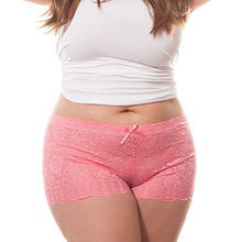 Load image into Gallery viewer, Barbra's 6 Pack of Women's Regular &amp; Plus Size Lace Boyshort Panties (2XL, Rose)
