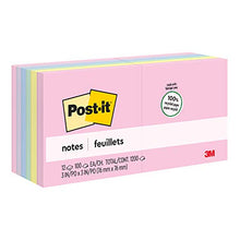 Load image into Gallery viewer, Post-it Greener Notes, 3x3 in, 12 Pads, America's #1 Favorite Sticky Notes, Helsinki Collection, Pastel Colors (Pink, Blue, Mint, Yellow), Clean Removal, 100% Recycled Material (654-RP-A)
