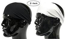 Load image into Gallery viewer, Value 2-Pack, Mens Headband - Guys Sweatband &amp; Sports Headbands Moisture Wicking Workout Sweatbands for Running, CrossTrain, Skiing and bike helmet friendly - Value Pack - 1-Black &amp; 1-White Sweatbands
