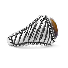 Load image into Gallery viewer, American West Sterling Silver Tiger Eye Gemstone Wide Rope Border Ring Size 11
