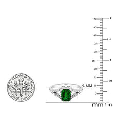 Load image into Gallery viewer, Dazzlingrock Collection 7X5 MM Emerald Lab Created Emerald &amp; Round Natural White Diamond Ladies Split Shank Engagement Ring, 10K White Gold, Size 7

