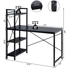 Load image into Gallery viewer, Tangkula Tower Computer Desk with 4 Tier Shelves, Study Writing Table with Storage Bookshelves, Modern Compact Home Office Workstation, 47.5" Tower PC with Steel Frame &amp; Adjustabe Feet Pad
