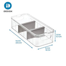 Load image into Gallery viewer, iDesign Crisp Plastic Refrigerator and Pantry Large Divided Bin with Handles, Modular Stacking Food Storage Box for Freezer, Fridge, Office, Cabinet, Bathroom, BPA Free
