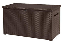 Load image into Gallery viewer, KETER Java XXL 230 Gallon Resin Rattan Look Large Outdoor Storage Deck Box for Patio Furniture Cushions, Pool Toys, and Garden Tools, Espresso Brown
