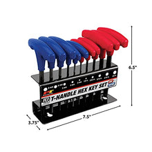 Load image into Gallery viewer, Performance Tool W80277 SAE/Metric T-Handle Hex Key Tool Set for Workshops and Garages, Red/Blue, 10 Pieces

