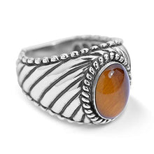 Load image into Gallery viewer, American West Sterling Silver Tiger Eye Gemstone Wide Rope Border Ring Size 11
