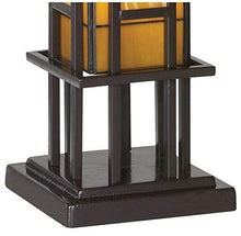 Load image into Gallery viewer, Prairie Mission Antique Accent Table Lamp Bronze Iron Column Amber Stained Glass for Living Room Family Bedroom Office - Robert Louis Tiffany
