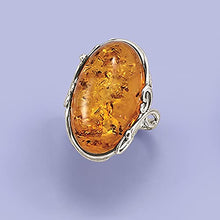 Load image into Gallery viewer, Ross-Simons Orange Amber Ring in Sterling Silver. Size 7

