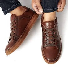 Load image into Gallery viewer, Men's Fashion Casual Genuine Leather Sneaker Shoes Arkbird Original Design Plain Toe Lace Up Rubber Sole Walking Shoes for Men Size 9.5
