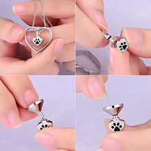 Load image into Gallery viewer, JXJL Heart Cremation Urn Necklace for Pet/Dog/Cat Ashes Keepsake Memorial Jewelry Paw Print Urn Pendant Necklace
