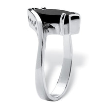 Load image into Gallery viewer, Sterling Silver Marquise Shaped Natural Black Onyx Ring Size 7
