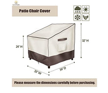 Load image into Gallery viewer, F&amp;J Outdoors Waterproof Patio Chair Covers UV Resistant Eco-Friendly Fabric Outdoor Lounge Chair Straight Back Chair Covers, 33Wx34Dx32H inch,Beige+Brown,2Pack
