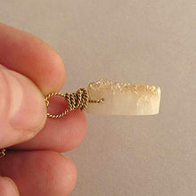 Load image into Gallery viewer, Peach Champagne Druzy Quartz Gemstone Geode Pendant Necklace 14k Gold Filled 18 inch Chain
