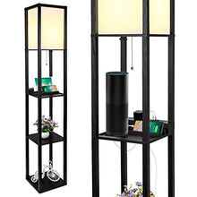 Load image into Gallery viewer, 3-in-1 Shelf Floor Lamp with 2 Fast Charging USB Ports and 1 Power Outlet, 3-Tiered LED Shelf Floor Lamp, Shelf &amp; Storage &amp; LED Floor Lamp Combination, Modern Standing Light for Living Room, Bedroom
