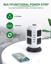 Load image into Gallery viewer, Power Strip Tower Surge Protector - 5M/16.4FT Surge Protector Power Strip with USB, Power Strip with Surge Protection with 8 AC Outlets &amp; 4 USB Ports, Overload Protection, Short Circuit Protection.
