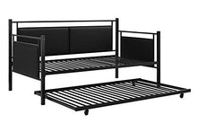 Load image into Gallery viewer, DHP Astoria Metal and Upholstered Daybed/Sofa Bed with Included Trundle, Twin Size Frame, Black
