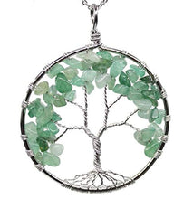Load image into Gallery viewer, Tree of Life Natural Aventurine Gemstone Pendant Necklace Healing Crystals Chakra Gem Stone 26 inch GGP9-5
