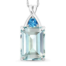 Load image into Gallery viewer, Gem Stone King Solid 10K White Gold Sky Blue Simulated Aquamarine and Swiss Blue Topaz Pendant Necklace For Women (6.92 Cttw with 18 Inch Chain)
